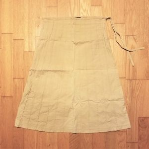Beige Pintuck Lined A-line Skirt